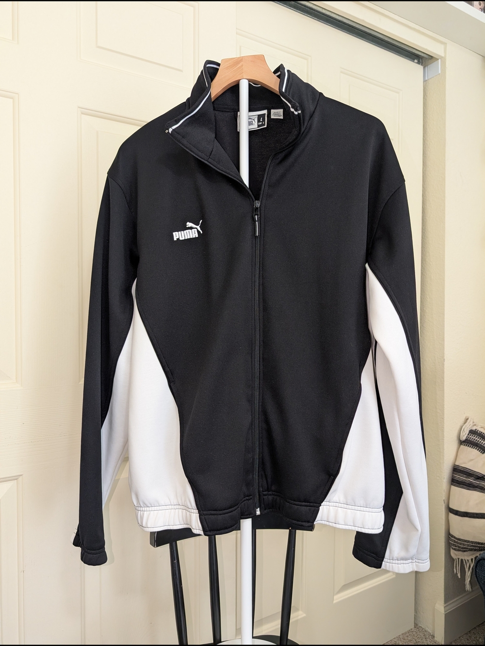 PUMA Black & White Colorblock Full-Zip Track Jacket - Men's L